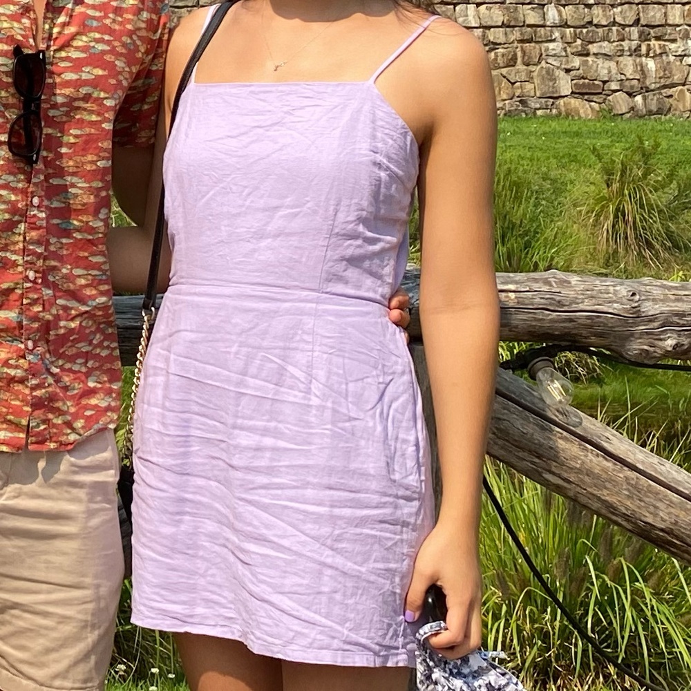 Garage Light Purple Mini Dress with Bow and Pockets